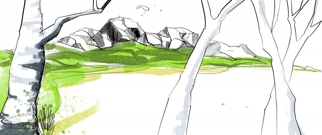Zeichnung vom iPad Mountain Sketching